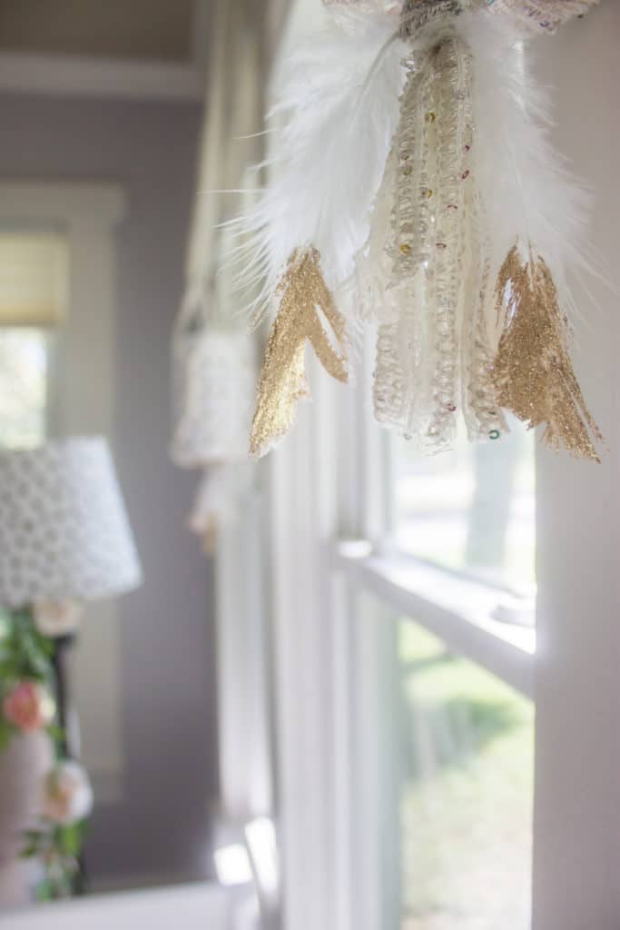 DIY Gold Glitter Dipped Feathers Kristyn Cole